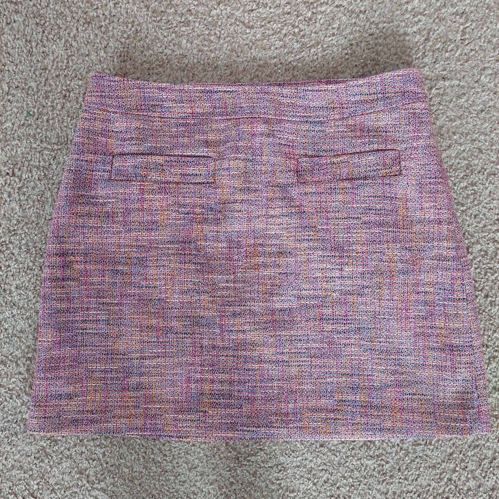 LOFT Pink Tweed Front Pockey Mini Skirt Size‎ 10P NWOT
